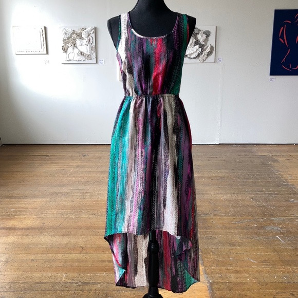 Xhilaration Dresses & Skirts - Purple blue, pink and black High-low Razorback dress
